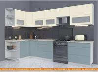 Кухня Интерлиния Мила Матте 1.5x3.2 Б правая (слоновая кость-океан-опал светлый) картинка