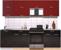 Кухня Интерлиния Мила Gloss 60-25 (бордовый/черный глянец) картинка