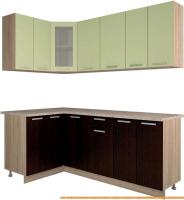 Кухня Интерлиния Мила 12x20 (салатовый/дуб венге) картинка