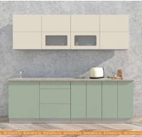 Кухня Интерлиния Мила Матте 2.4 А (слоновая кость/мята/травертин серый) картинка