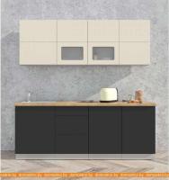 Кухня Интерлиния Мила Матте 2.1 А (слоновая кость/пепел/травертин серый) картинка