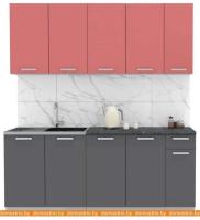 Кухня Интерлиния Мила Лайт 1.9 (красный-антрацит-кастилло темный) картинка