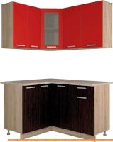 Кухня Интерлиния Мила 12x14 (красный/дуб венге) картинка