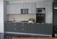 Кухня Интерлиния Мила Лайт 3.4 ВТ (бетон/антрацит/травертин) картинка