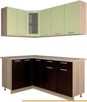 Кухня Интерлиния Мила 12x18 (салатовый/дуб венге) картинка