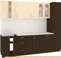 Кухня Кортекс-мебель Корнелия Ретро 2.6м (венге светлый/венге/марсель) картинка