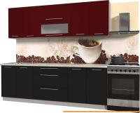 Кухня Интерлиния Мила Пластик 2.4 В (черный глянец/бордо глянец/опал светлый) картинка
