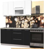 Кухня Интерлиния Мила Пластик 1.5 В (черный глянец/белый глянец/опал светлый) картинка