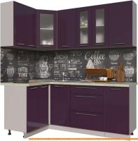 Кухня Интерлиния Мила Пластик 1.2x2.0 (слива глянец/опал светлый) картинка