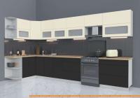 Кухня Интерлиния Мила Матте 1.5x3.9 Б левая (слоновая кость/пепел/травертин с.) картинка