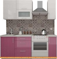Кухня ВерсоМебель ВерсоЛайн 8-1.4 (белый 001/розовый 011) картинка