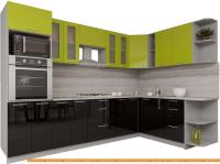 Кухня Интерлиния Мила Gloss 1.88x3.0 правая (яблоня-черный) картинка