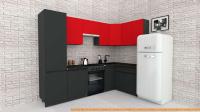 Кухня ВерсоМебель Эко-7 1.4x2.6 правая (красный чили/антрацит/ст.луна) картинка