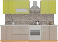 Кухня ВерсоМебель ВерсоЛайн 6-2.2 (зеленый лайм/ясень шимо светлый) картинка