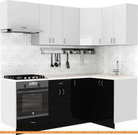 Кухня S-Company Клео глосc 1.2x2.1 правая (черный глянец/белый глянец) картинка