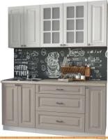 Кухня Интерлиния Мила Деко 1.7Б (белый/луна/травертин серый) картинка