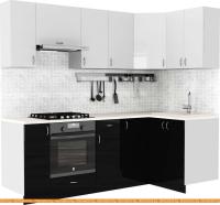 Кухня S-Company Клео глосc 1.2x2.3 правая (черный глянец/белый глянец) картинка