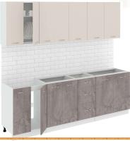 Кухня Кортекс-мебель Корнелия Лира 2.4 без столешницы (капучино/оникс) картинка