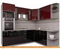 Кухня Интерлиния Мила Gloss 1.88x2.4 правая (бордовый-черный) картинка