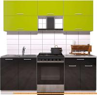 Кухня Интерлиния Мила Gloss 60-21 (яблоко/черный глянец) картинка