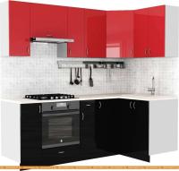 Кухня S-Company Клео глосc 1.2x2.2 правая (черный глянец/красный глянец) картинка