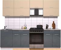 Кухня Интерлиния Мила Gloss 60-25 (ваниль/асфальт глянец) картинка