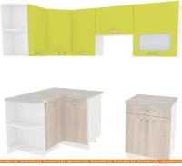 Кухня ВерсоМебель Эко-6 1.2x2.2 левая (ясень шимо светлый/зеленый лайм) картинка