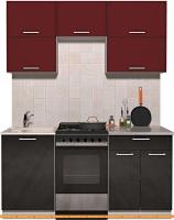 Кухня Интерлиния Мила Gloss 50-17 (бордовый/черный глянец) картинка