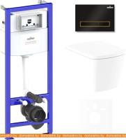 Унитаз Lavinia Boho Relfix Aveo Rimless 6 в 1 75110248 (черный/золотистый пластик) картинка