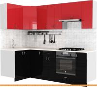 Кухня S-Company Клео глоcс 1.2x2.4 левая (черный глянец/красный глянец) картинка