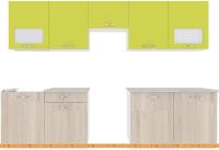 Кухня ВерсоМебель Эко-6 3.0 (ясень шимо светлый/зеленый лайм) картинка