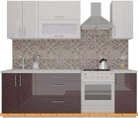 Кухня ВерсоМебель ВерсоЛайн 8-1.8 (белый 001/сливовый 104) картинка