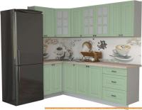 Кухня Интерлиния Мила Деко 1.2x2.4 (мята/травертин серый) картинка