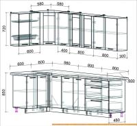 Кухня Интерлиния Мила Пластик 1.2x2.6 (мрамор/белый глянец/кастилло темный) картинка