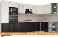 Кухня Интерлиния Мила Деко 1.68x3.4 правая (слоновая кость-пепел-травертин серый) картинка