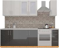 Кухня ВерсоМебель ВерсоЛайн 7-1.9 (белый 001/черный графит 042) картинка