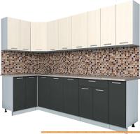 Кухня Интерлиния Мила Лайт 1.2x2.7 (вудлайн кремовый/антрацит) картинка