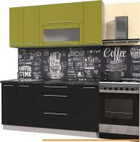 Кухня Интерлиния Мила Пластик 1.7 В (черный глянец/оливк.глянец/кастилло темн.) картинка
