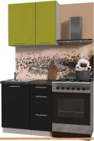 Кухня Интерлиния Мила Пластик 0.9 А (черный гл/оливковый гл/кастилло темный) картинка