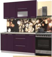 Кухня Интерлиния Мила Пластик 1.5 В (слива глянец/опал светлый) картинка