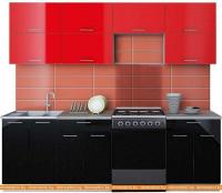 Кухня Интерлиния Мила Gloss 60-24 (красный/черный) картинка