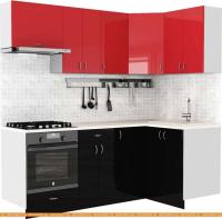 Кухня S-Company Клео глосc 1.2x2.1 правая (черный глянец/красный глянец) картинка