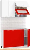Кухня Кортекс-мебель Корнелия Мара 1.2м без столешницы (белый/красный) картинка