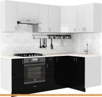 Кухня S-Company Клео глосc 1.2x2.2 правая (черный глянец/белый глянец) картинка