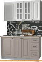 Кухня Интерлиния Мила Деко 1.4 Б (белый/луна/травертин серый) картинка