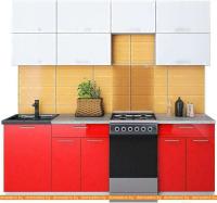 Кухня Интерлиния Мила Gloss 50-22 (белый/красный) картинка