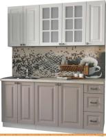 Кухня Интерлиния Мила Деко 1.7А (белый/луна/травертин серый) картинка