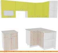 Кухня ВерсоМебель Эко-5 1.2x2.1 правая (ясень шимо светлый/зеленый лайм) картинка