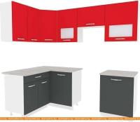 Кухня ВерсоМебель Эко-6 1.4x2.7 правая (антрацит/красный чили) картинка