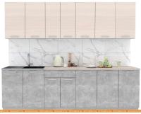 Кухня Интерлиния Мила Лайт 2.6 (вудлайн кремовый-бетон-бискайская сосна) картинка